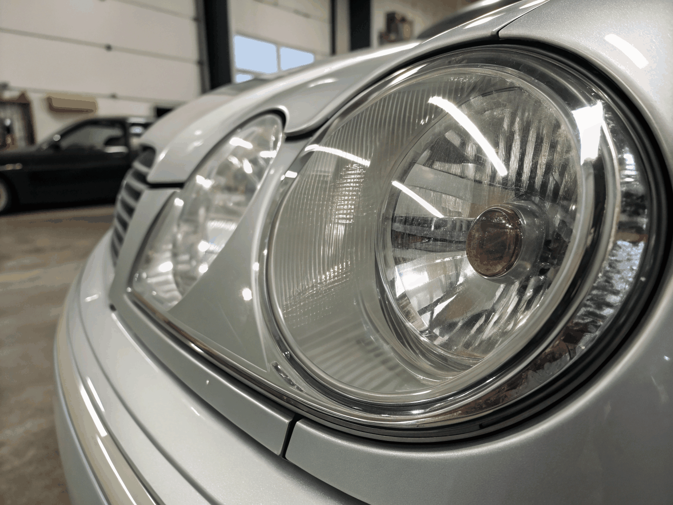 Crystal clear restored car headlight assembly